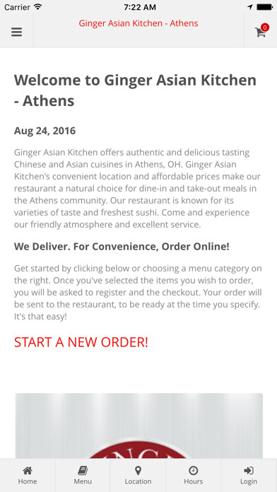 Emulate iPhone app Ginger Asian Kitchen Athens Online Ordering using MyAndroid Emulate iPhone app Ginger Asian Kitchen Athens Online Ordering using MyAndroid