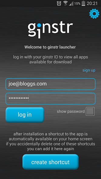 Run android online APK ginstr launcher from MyAndroid or emulate ginstr launcher using MyAndroid