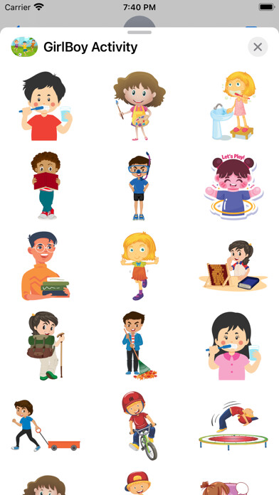 Emulate iPhone app Girl & Boy Activity Stickers using MyAndroid