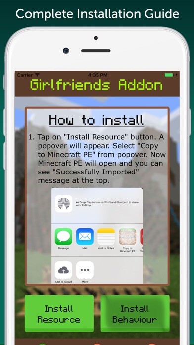 Emulate iPhone app Girlfriends AddOn for Minecraft PE using MyAndroid Emulate iPhone app Girlfriends AddOn for Minecraft PE using MyAndroid