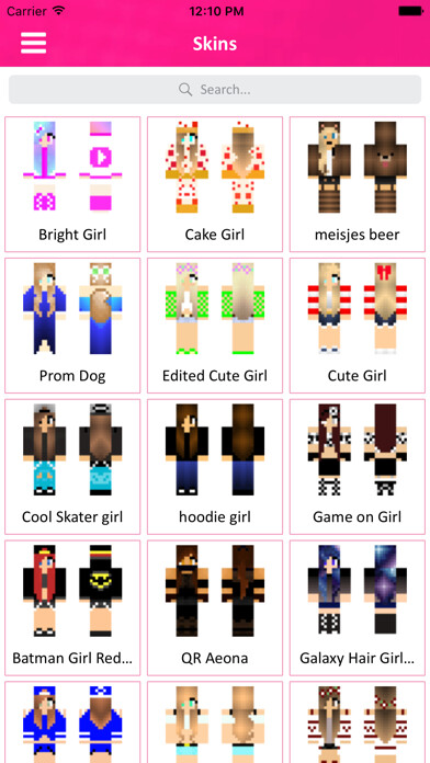 Emulate iPhone app Girl Skins - Skin Editor using MyAndroid