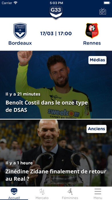 Emulate iPhone app Girondins33 using MyAndroid