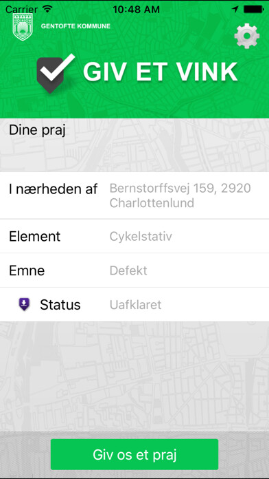 Emulate iPhone app Giv et vink - Gentofte using MyAndroid