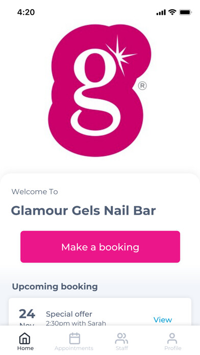 Emulate iPhone app Glamour Gels Nail Bar using MyAndroid