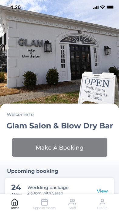 Emulate iPhone app Glam Salon & Blow Dry Bar using MyAndroid