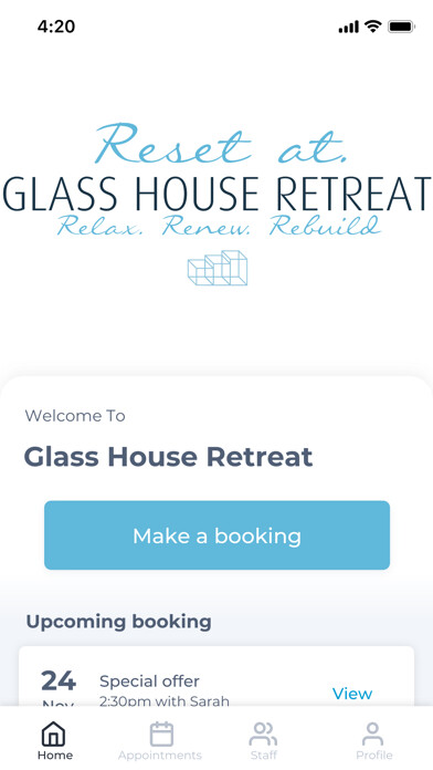 Emulate iPhone app Glass House Retreat using MyAndroid