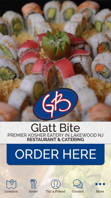 Emulate iPhone app Glatt Bite  - Premier Kosher Eatery, Lakewood NJ using MyAndroid