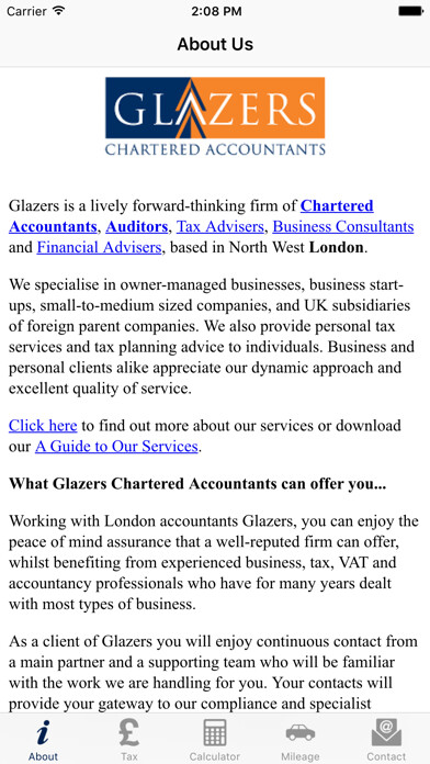 Emulate iPhone app Glazers Chartered Accountants using MyAndroid Emulate iPhone app Glazers Chartered Accountants using MyAndroid