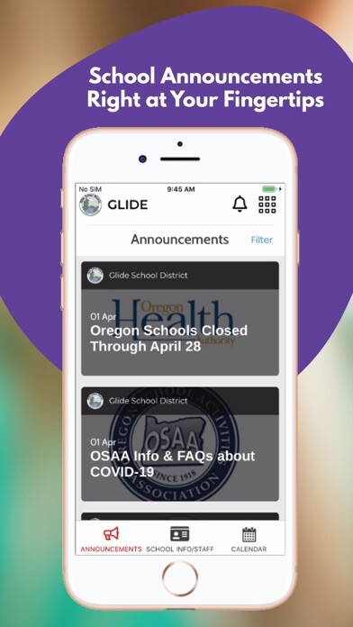 Emulate iPhone app Glide School District using MyAndroid