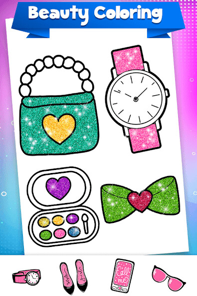 Run android online APK Glitter Beauty Coloring Book - Fashion Coloring from MyAndroid or emulate Glitter Beauty Coloring Book - Fashion Coloring using MyAndroid