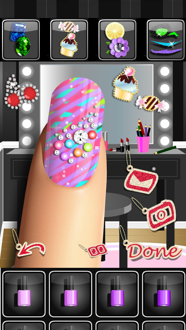 Emulate iPhone app Glitter Nails™ Manicure Makeover Game for Girls using MyAndroid
