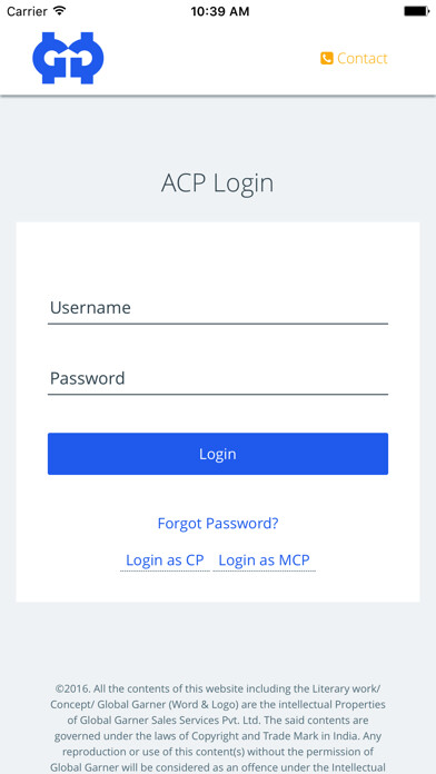 Emulate iPhone app Global Garner-Business Partner using MyAndroid