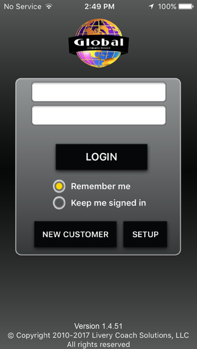 Emulate iPhone app Global Limousine Network using MyAndroid