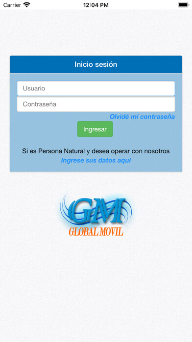 Emulate iPhone app Global Móvil using MyAndroid