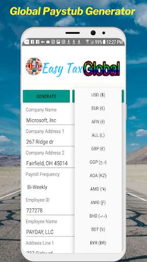 Run android online APK Global Pay stub Maker Paycheck Calculator from MyAndroid or emulate Global Pay stub Maker Paycheck Calculator using MyAndroid