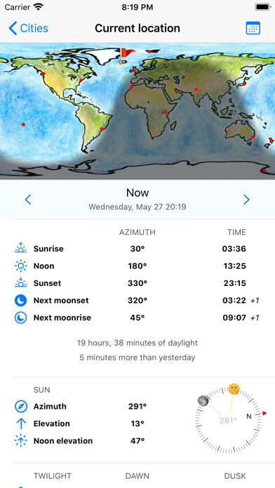 Emulate iPhone app Global Sunrise using MyAndroid Emulate iPhone app Global Sunrise using MyAndroid