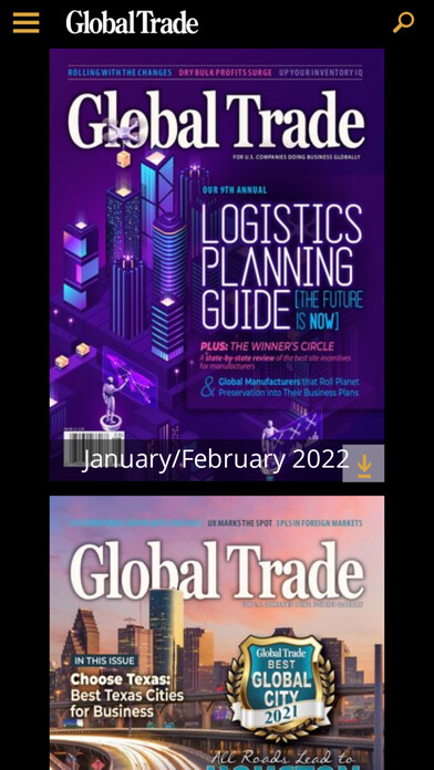 Emulate iPhone app Global Trade Magazine using MyAndroid