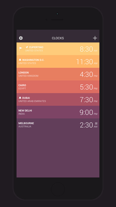 Emulate iPhone app Globo - World Clock and Weather using MyAndroid