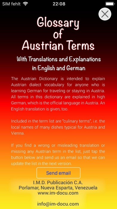 Emulate iPhone app Glossary of Austrian Terms using MyAndroid Emulate iPhone app Glossary of Austrian Terms using MyAndroid