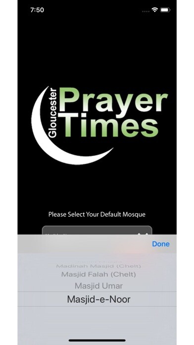 Emulate iPhone app Gloucester Prayer Times using MyAndroid