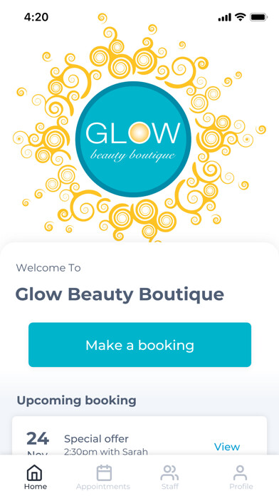 Emulate iPhone app Glow Beauty Boutique using MyAndroid Emulate iPhone app Glow Beauty Boutique using MyAndroid