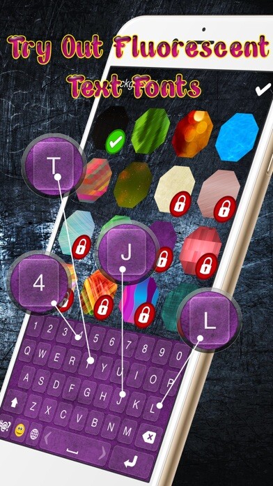 Emulate iPhone app Glowing Keyboard Emoticons  – Neon Text Fonts and Stickers for iPhone Free using MyAndroid