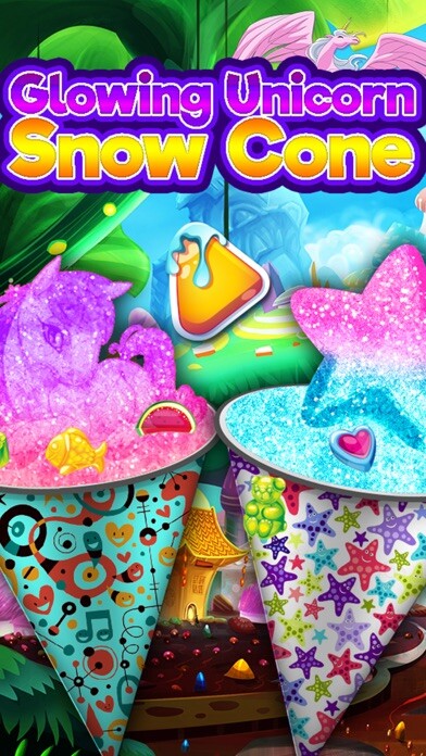 Emulate iPhone app Glowing Snow Cone Rainbow Maker DIY Summer Dessert using MyAndroid