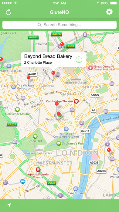 Emulate iPhone app GluteNO - Find a Gluten Free Restaurant or Shop using MyAndroid