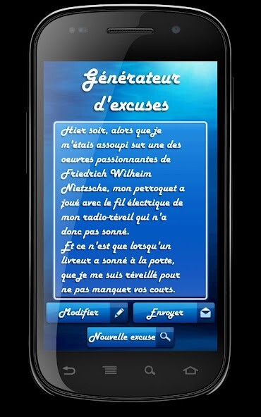 Run android online APK Générateur dexcuses from MyAndroid or emulate Générateur dexcuses using MyAndroid Run android online APK Générateur dexcuses from MyAndroid or emulate Générateur dexcuses using MyAndroid