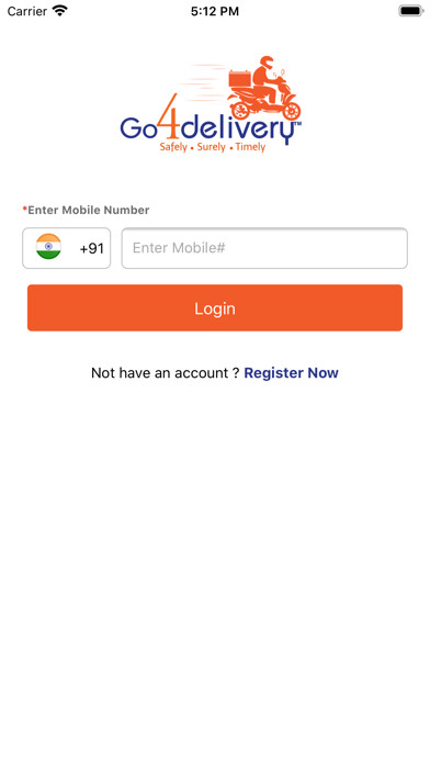 Emulate iPhone app Go4delivery-Same Day Delivery using MyAndroid