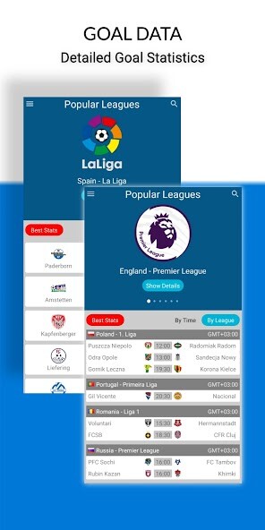 Run android online APK Goal Data - Football Stats from MyAndroid or emulate Goal Data - Football Stats using MyAndroid