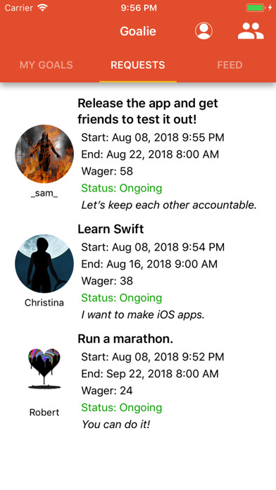 Emulate iPhone app Goalie - Social Goal Tracker using MyAndroid Emulate iPhone app Goalie - Social Goal Tracker using MyAndroid