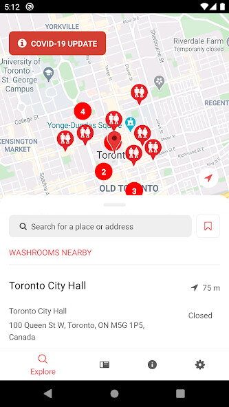 Emulate iPhone app GoHere: Washroom Locator using MyAndroid Emulate iPhone app GoHere: Washroom Locator using MyAndroid