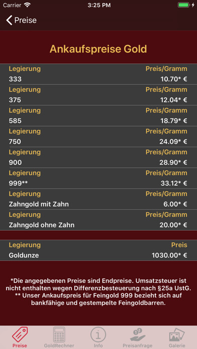 Emulate iPhone app GoldAnkauf using MyAndroid