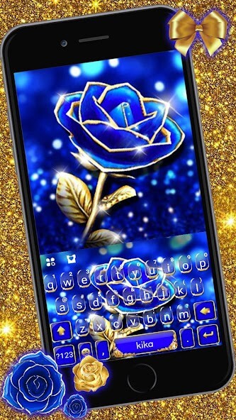 Run android online APK Gold Blue Rose Crystal Keyboard Theme from MyAndroid or emulate Gold Blue Rose Crystal Keyboard Theme using MyAndroid