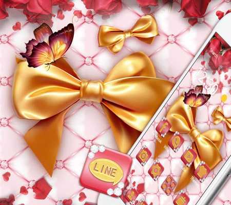 Emulate Android APK Golden Butterfly Girl Theme Pink Wallpaper