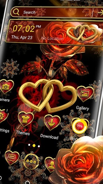 Run android online APK Golden Heart Rose Theme from MyAndroid or emulate Golden Heart Rose Theme using MyAndroid