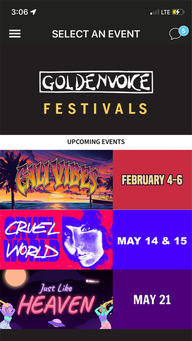 Emulate iPhone app Goldenvoice Regional Festivals using MyAndroid