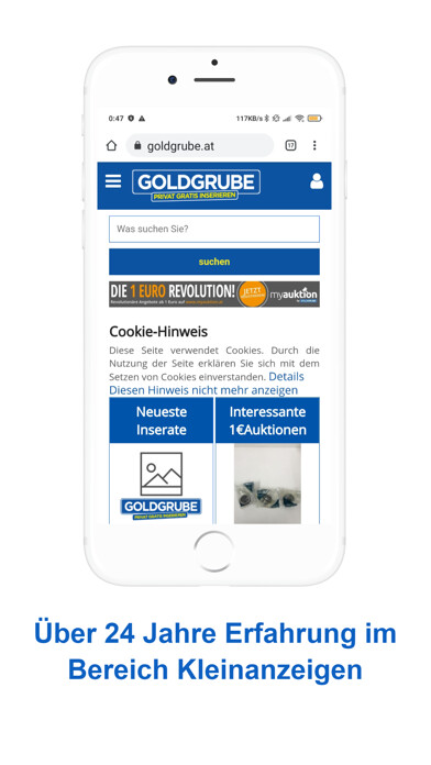 Emulate iPhone app Goldgrube Kleinanzeigen using MyAndroid