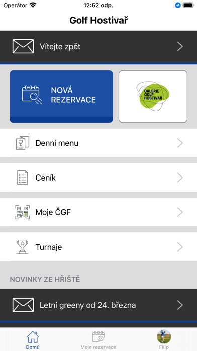 Emulate iPhone app Golf Hostivař using MyAndroid
