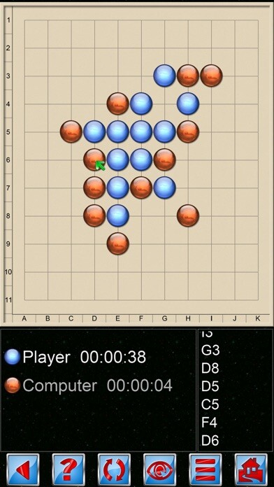 Emulate iPhone app Gomoku V+, 5 in a line game. using MyAndroid