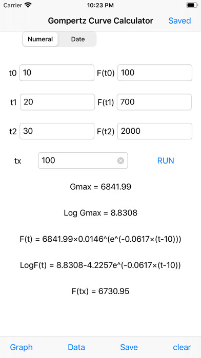 Emulate iPhone app Gompertz curve Calculator using MyAndroid Emulate iPhone app Gompertz curve Calculator using MyAndroid