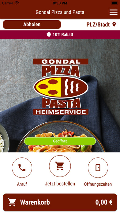 Emulate iPhone app Gondal Pizza und Pasta using MyAndroid Emulate iPhone app Gondal Pizza und Pasta using MyAndroid
