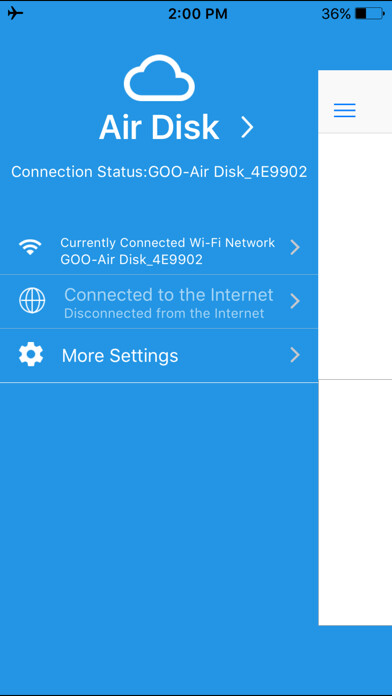 Emulate iPhone app GOO Air Disk using MyAndroid
