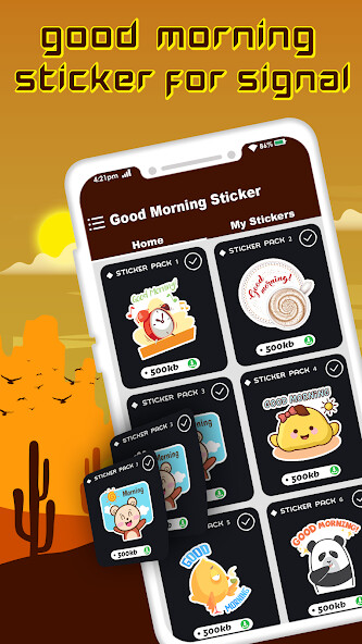Run android online APK Good Morning Stickers For Signal App from MyAndroid or emulate Good Morning Stickers For Signal App using MyAndroid Run android online APK Good Morning Stickers For Signal App from MyAndroid or emulate Good Morning Stickers For Signal App using MyAndroid