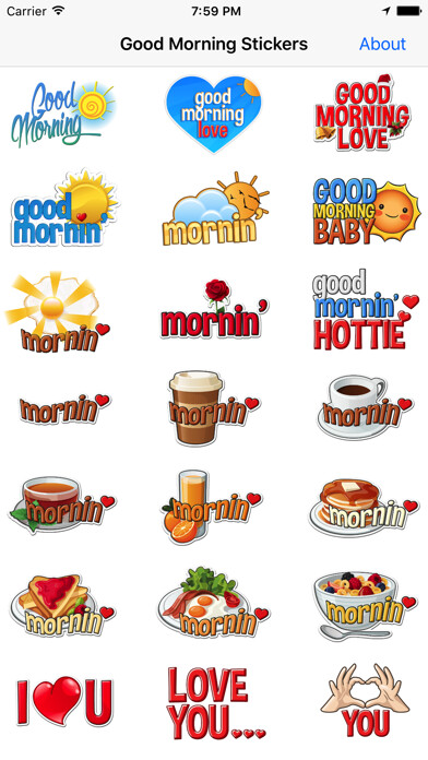 Emulate iPhone app Good Morning Stickers, Love You & More using MyAndroid