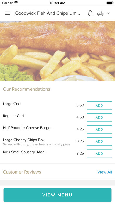 Emulate iPhone app Goodwick Fish And Chips using MyAndroid