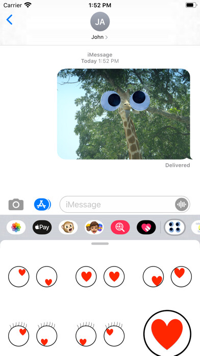 Emulate iPhone app googly eyes stickers using MyAndroid