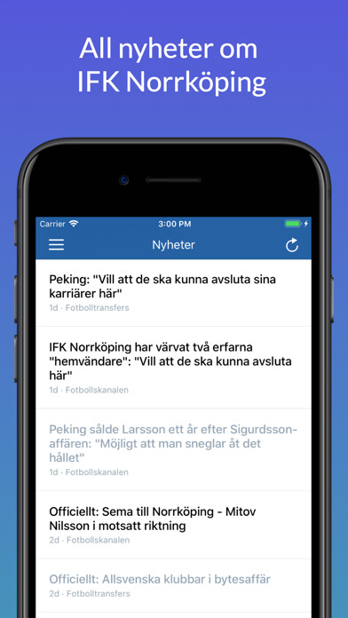 Emulate iPhone app Go Peking: Om IFK Norrköping using MyAndroid