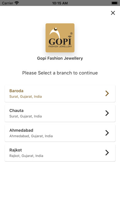 Emulate iPhone app Gopi Fashion Jewellery using MyAndroid